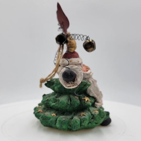 Vintage Santa Tree Christmas Ornament Santa Resin Table Top Holiday Decoration - Picture 9 of 10